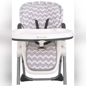 Soft Gray and White Chevron High Chair Pad Replacement 3-5 Point Harness 20x37